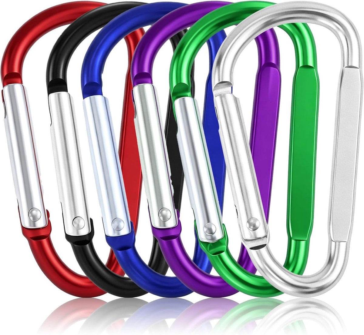 SnelShoppen - Carabiner Haken D-Ring Haken Sleutelhanger Mini Carabiner Sleutelhanger voor Buiten Activiteiten Vissen Wandelen Reizen Verpakking van 6