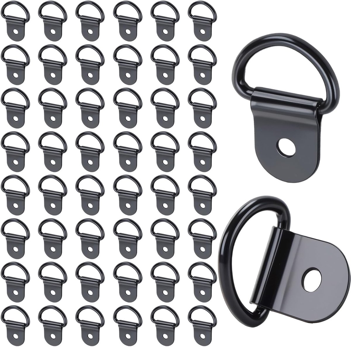 SnelShoppen - 50 stuks D-ringen Bevestigingshaken, zware metalen sjorringen, ijzeren bevestigingsringen voor auto, vrachtwagen, aanhangwagen, camper,