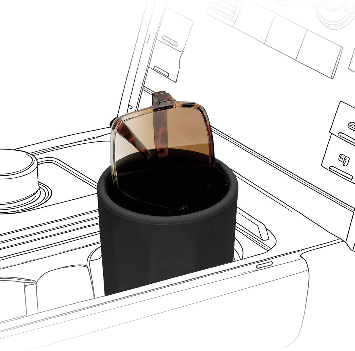 SnelShoppen - Extra Grote Zwarte Zonnebrilhouder voor Auto, Silicone Brilstandaard met Pluchen Voering, Ideaal voor Zonnebrillen en Brillen, Gemakkeli