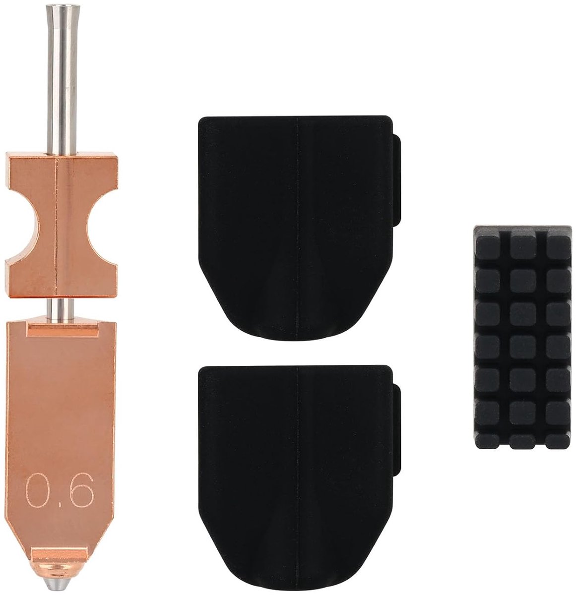 SnelShoppen - 4-delige 0.6mm 3D Printer Mondstuk Set met Silicone Sokjes en Wiper Blad voor Flashforge Adventurer 5X, Hoogwaardige Staal Extruder Onde
