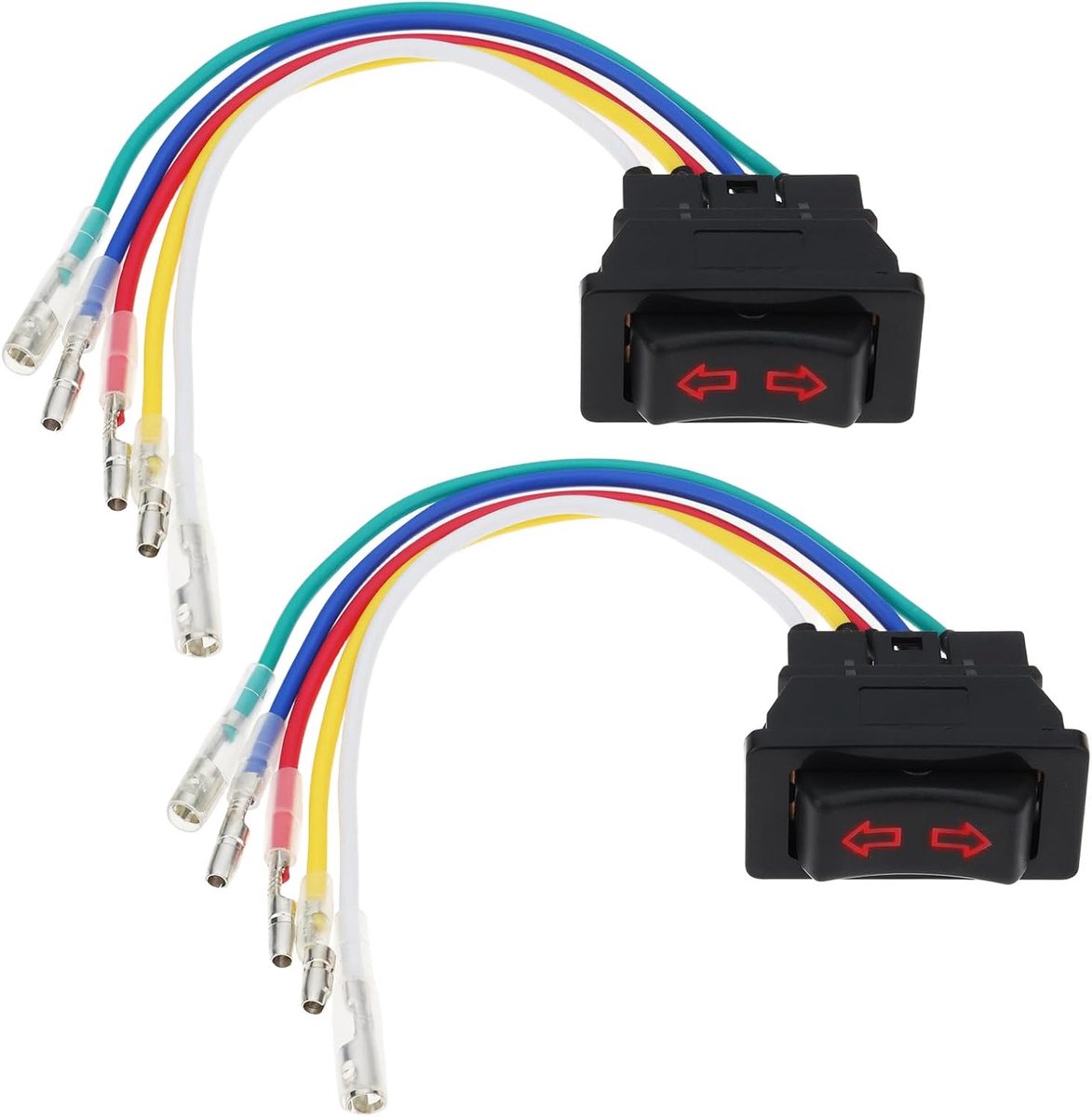 SnelShoppen - 2 stuks 5-draads autoraamschakelaar 12V/24V, 20A met led-indicator, vervanging voor elektrische raamschakelaars in auto, vrachtwagen, bu