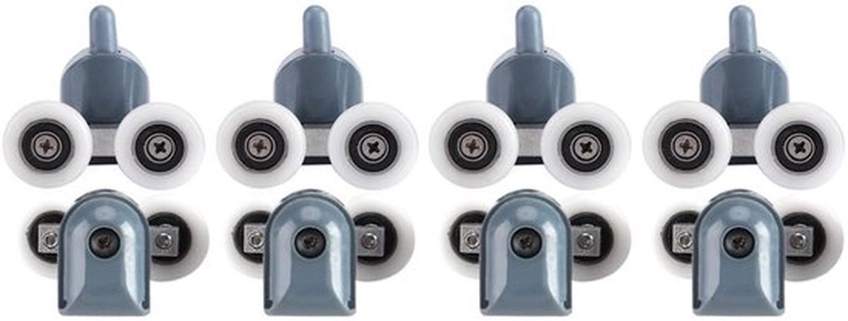 8Pcs Douche Deurwielen Roldeuronderdelen - Glazen Deur Roller (4 Bovenrollen + 4 Onderrollen + Schroef + Deksel)