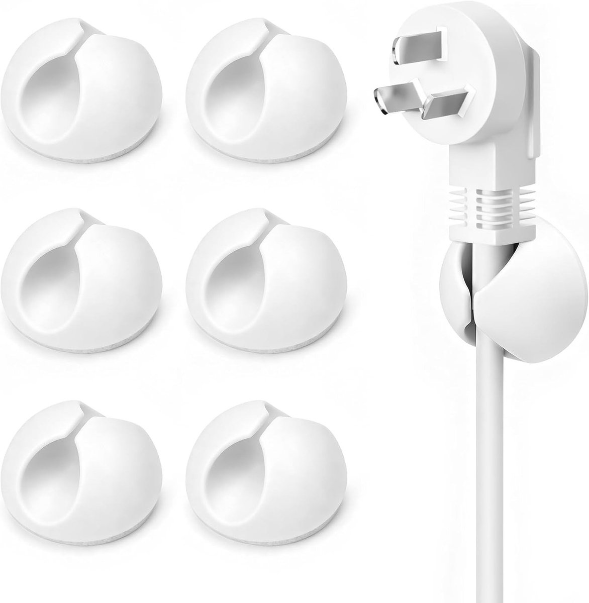 SnelShoppen - 6 Stuks Grote Kabelclips - USB Stekkerdoos Kabelmanagement Organizer - Witte Zware Overspanningsbeveiliging Snoerhouders - Gatdraadorgan