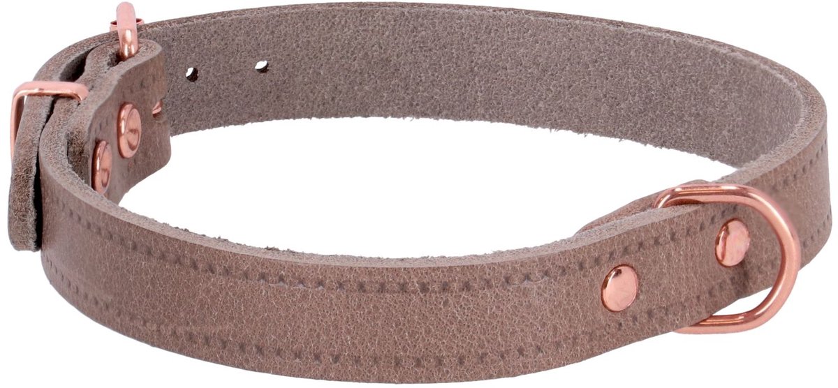 Adori Halsband Vintage Leder Rose&Grijs - Halsband - 40x1.6 cm
