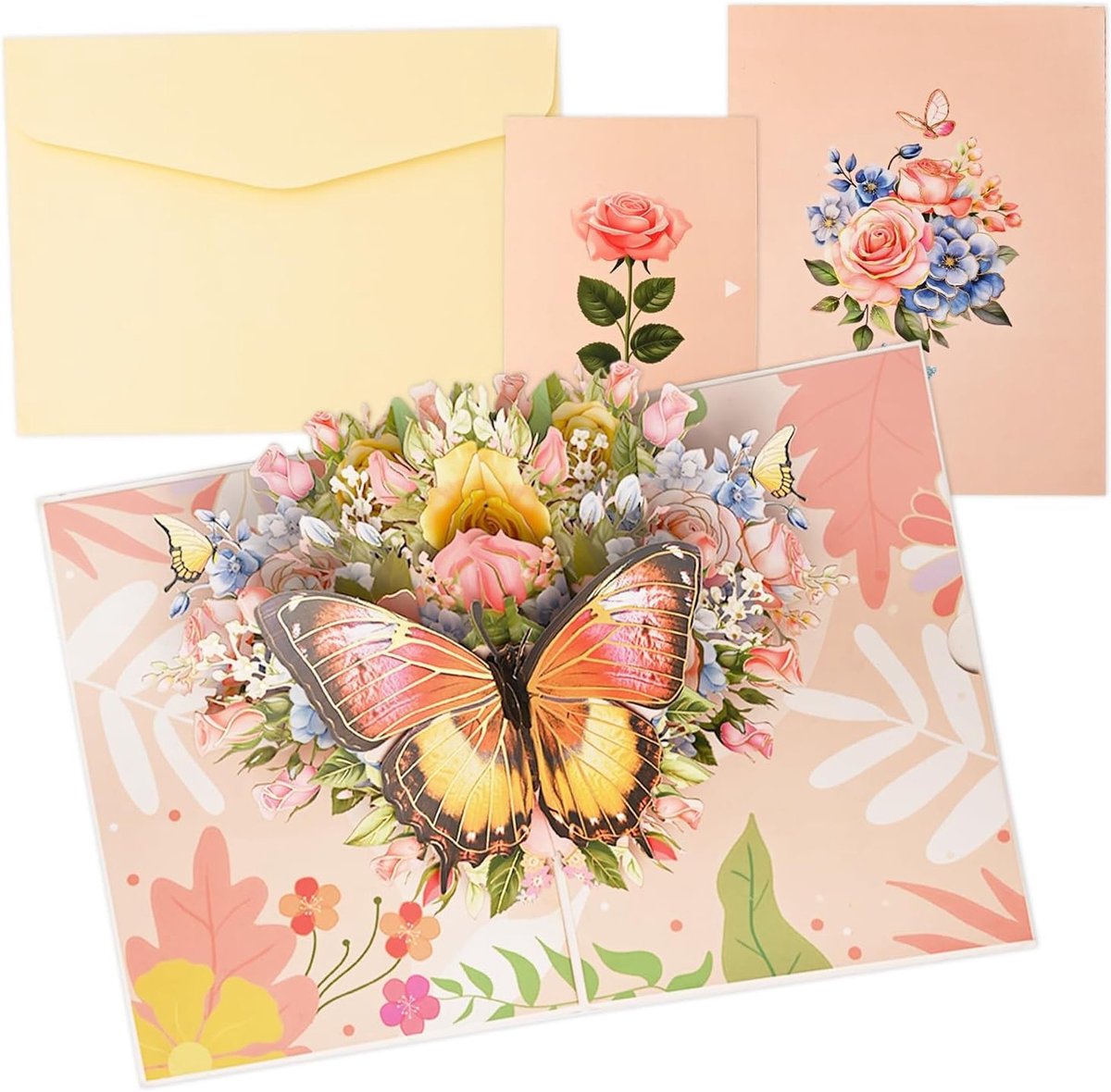 Vrolijke verjaardagskaarten voor vrouwen | Pop-up kaart met vlinders en bloemen | Bedankkaarten voor leraren en moeders | Verjaardagscadeaus voor dochter en moeder