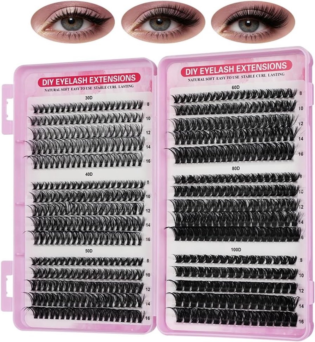 Volume Wimperextensions Set, 580 Stuks D Curl Wimperextensions 8-16 mm, Mix van 30D tot 100D, Perfect voor Volle Wimpers en Professionele Wimperstyling