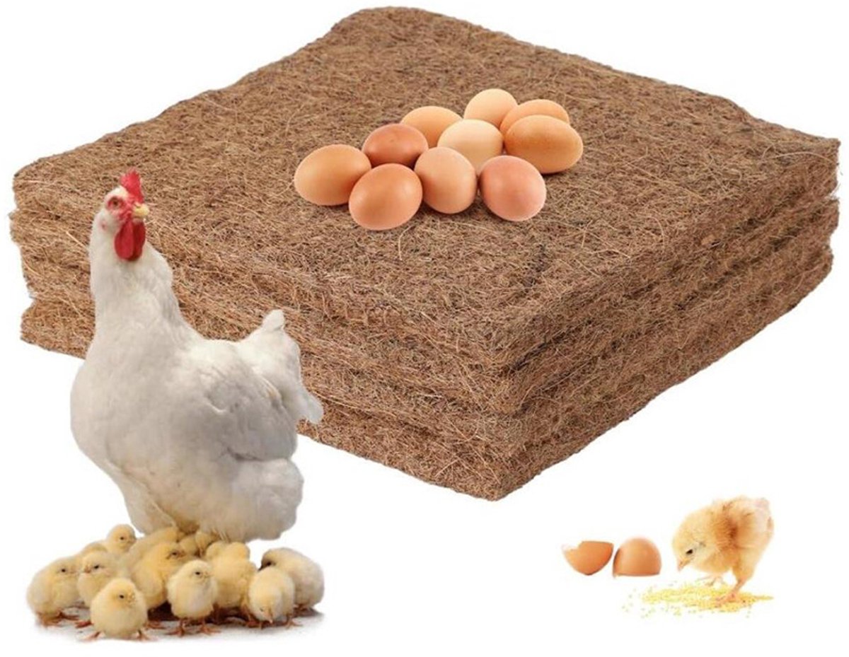 Set van 4 kokosvezel nestmatten voor kippenhok 25×25cm - ademend natuurlijke kokos mat voor legnesten - vochtwerend stro vervangend onderlegmat voor hen kuikens volière