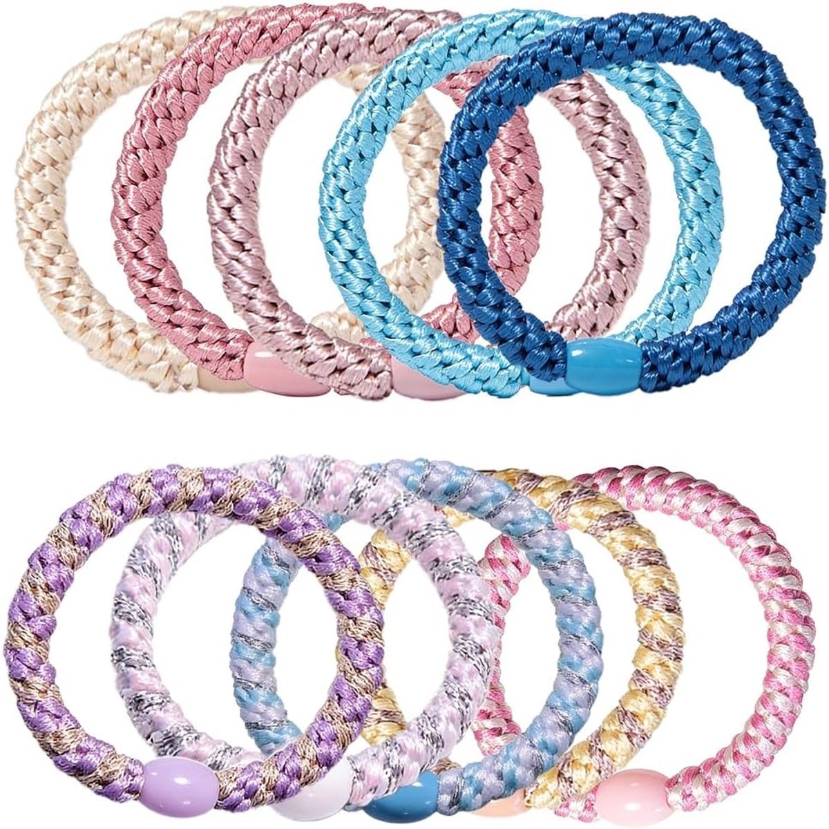 Zachte haar elastiekjes voor vlechten, 10 stuks, haaraccessoires zonder beschadiging, perfect als cadeau voor Kerst, Valentijnsdag en verjaardagen
