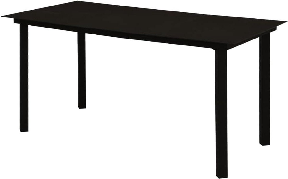 Balkontafel - Outdoortafel Tuintafel - Buiten Eten - Glazen Tafelblad - 150 x 80 x 74 cm - Zwart