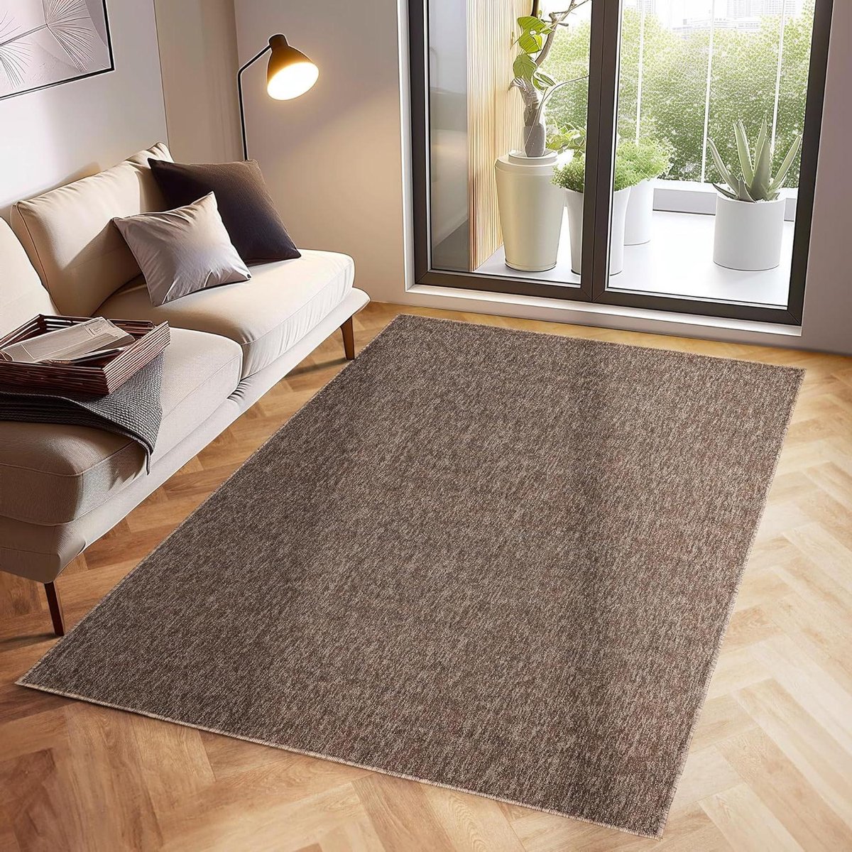 Laagpolig Vloerkleed - Effen Tapijt - Woonkamer Decoratie - Machine Geweven - 120 x 170 cm