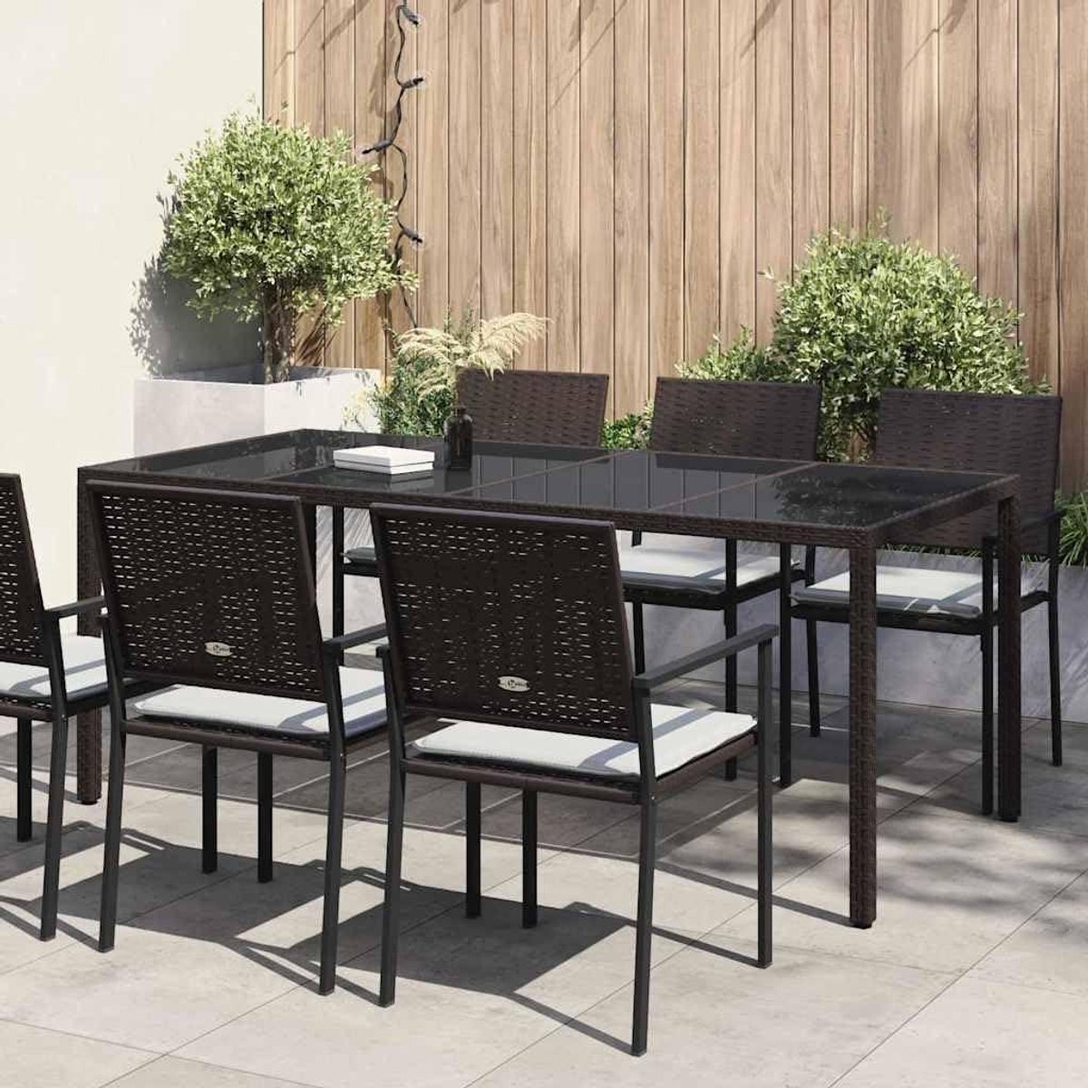 Tuintafel Polyrotan - Buitentafel Terrastafel - Buiten Eten - Gevlochten Oppervlak - 190 x 90 x 75 cm - Bruin