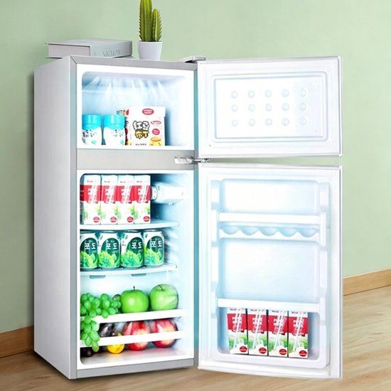 Deze compacte minikoelkast met dubbele deur en vriesvak heeft een inhoud van 43 liter en beschikt over aparte koel- en vriesvakken voor langdurige bewaring van voedsel Geschikt voor slaapkamers keukens kantoren en studentenkamers van learnlogic — afbeelding 2
