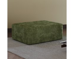 HAUSS SPOLE Poef - Ottoman - Zonder Montage Met Zachte Ribstof - Voor Woonkamer En Slaapkamer - Stoffen Groen