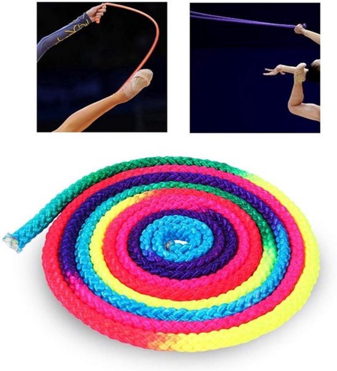 Regenboog ritmische gymnastiek touw - Kunsttraining en sport competitie - 28 meter - Kinderen en volwassenen