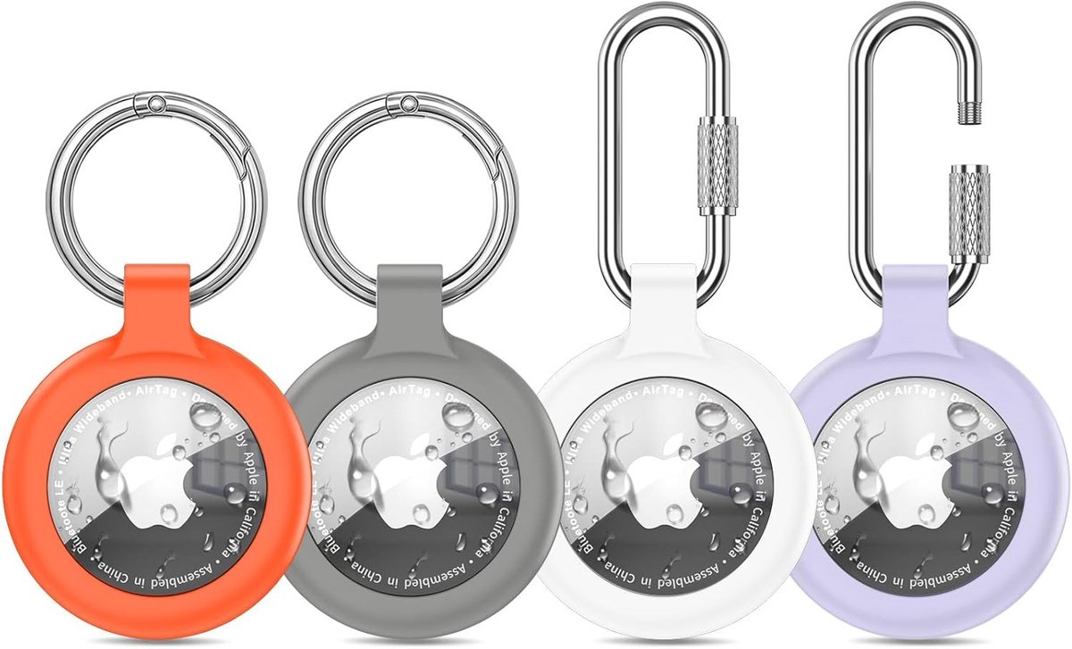 Hoes voor AirTag - 4 stuks TPU-beschermhoes met karabijnhaken en racebaandesign, ideaal voor bescherming en stijl