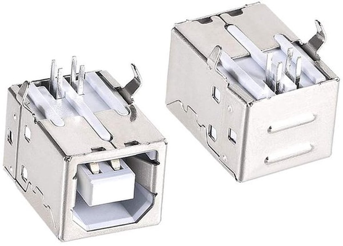 10 stuks USB 2.0 Type B Vrouwelijke Socket Connector, 4 Pin 90 Graden Haakse Jack Port, Reparatie Vervanging Adapter voor Printplaten PCB Board Digitale Apparaten