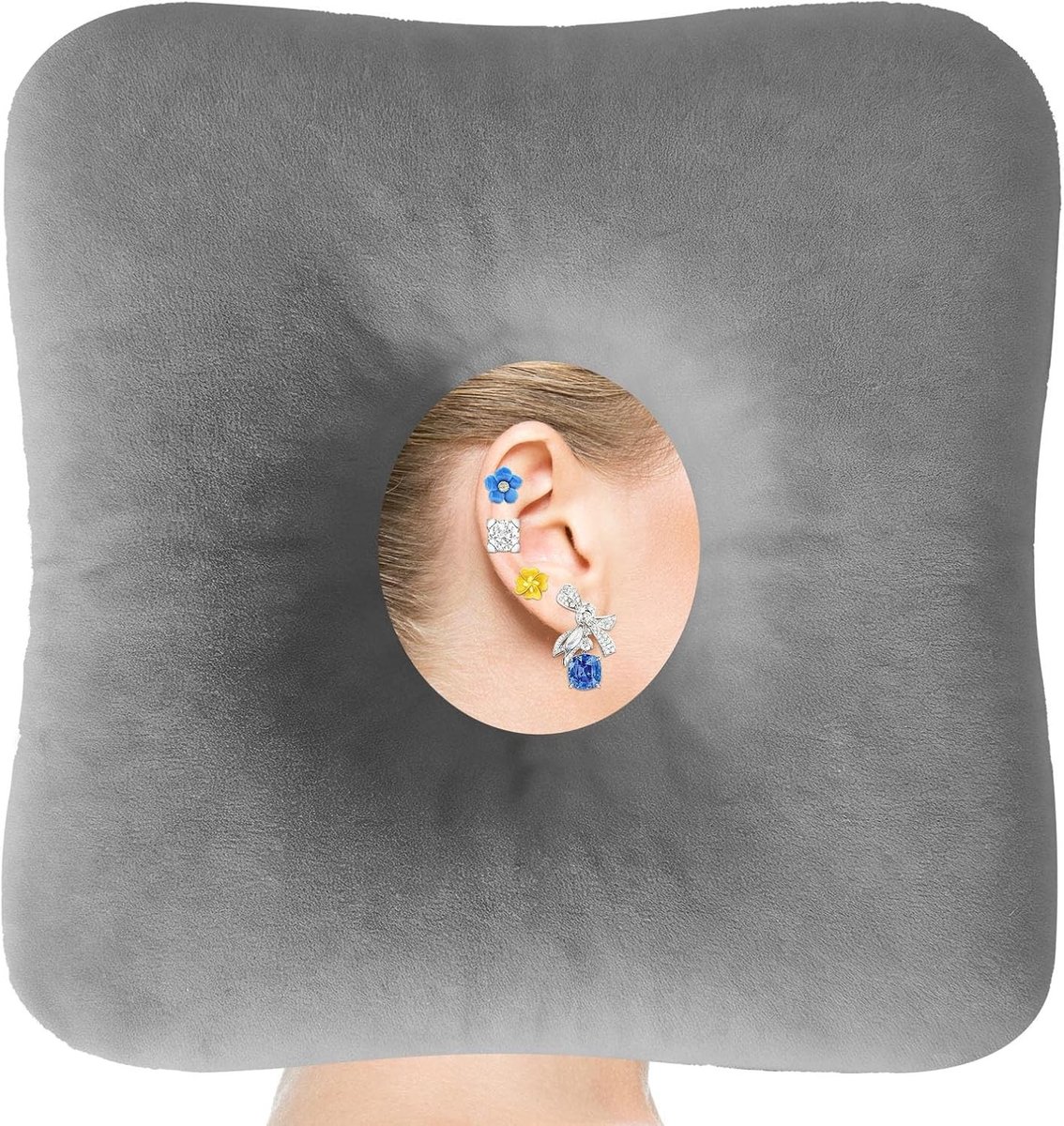 Zijslaper Kussen met Uitholling, Verminder Oorpijn en Druk, Verstelbare Vulling, Comfortabel Donut Kussen voor Piercings en Slaapkwaliteit