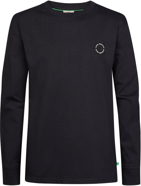 Zwarte longsleeve met logo op de borst.