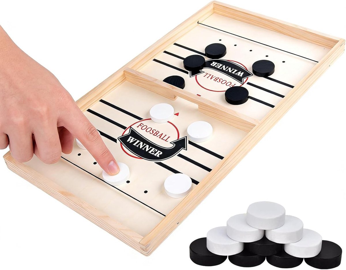 Interactief schaakbordspel van hout, 2-in-1 airhockeytafel en shuffleboard voor familiefeesten, vrienden en kantooractiviteiten