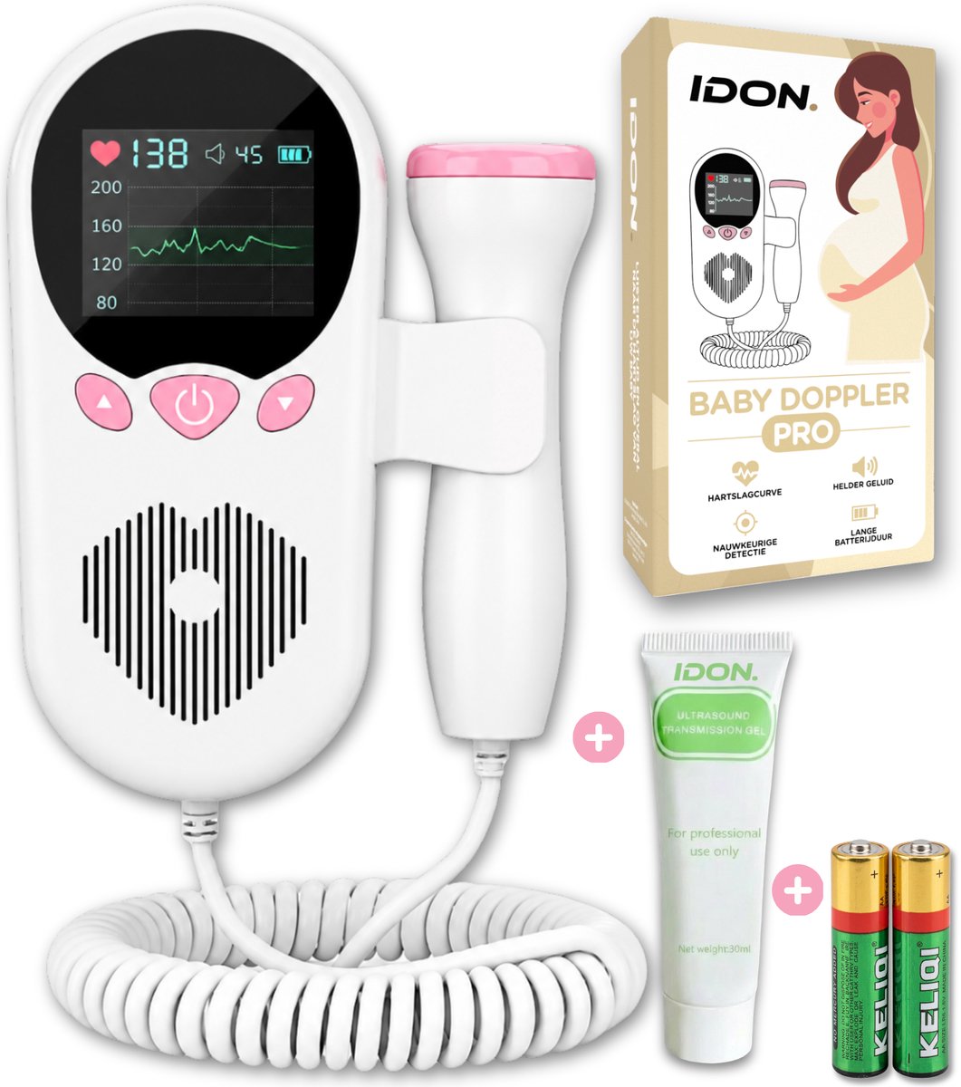 IDON® Doppler Pro - Inclusief Ultrasound Gel - Echo Apparaat - Hartslag Beluisteren - Doppler Baby - Baby Hartje Monitor - Fetal Doppler- Jongen & Meisje - Zwangerschapscadeau