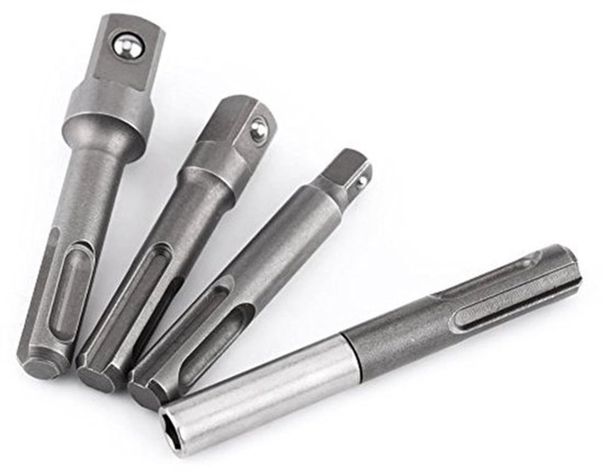 Verlengstaaf, Boorhouder, SDS Plus schacht tot 1/4 "Hex Socket Adapter en 1/4" 3/8" 1/2" vierkante boor Verlengconnector Geschikt voor de meeste elektrische schroevendraaiers, boren en boorboor.