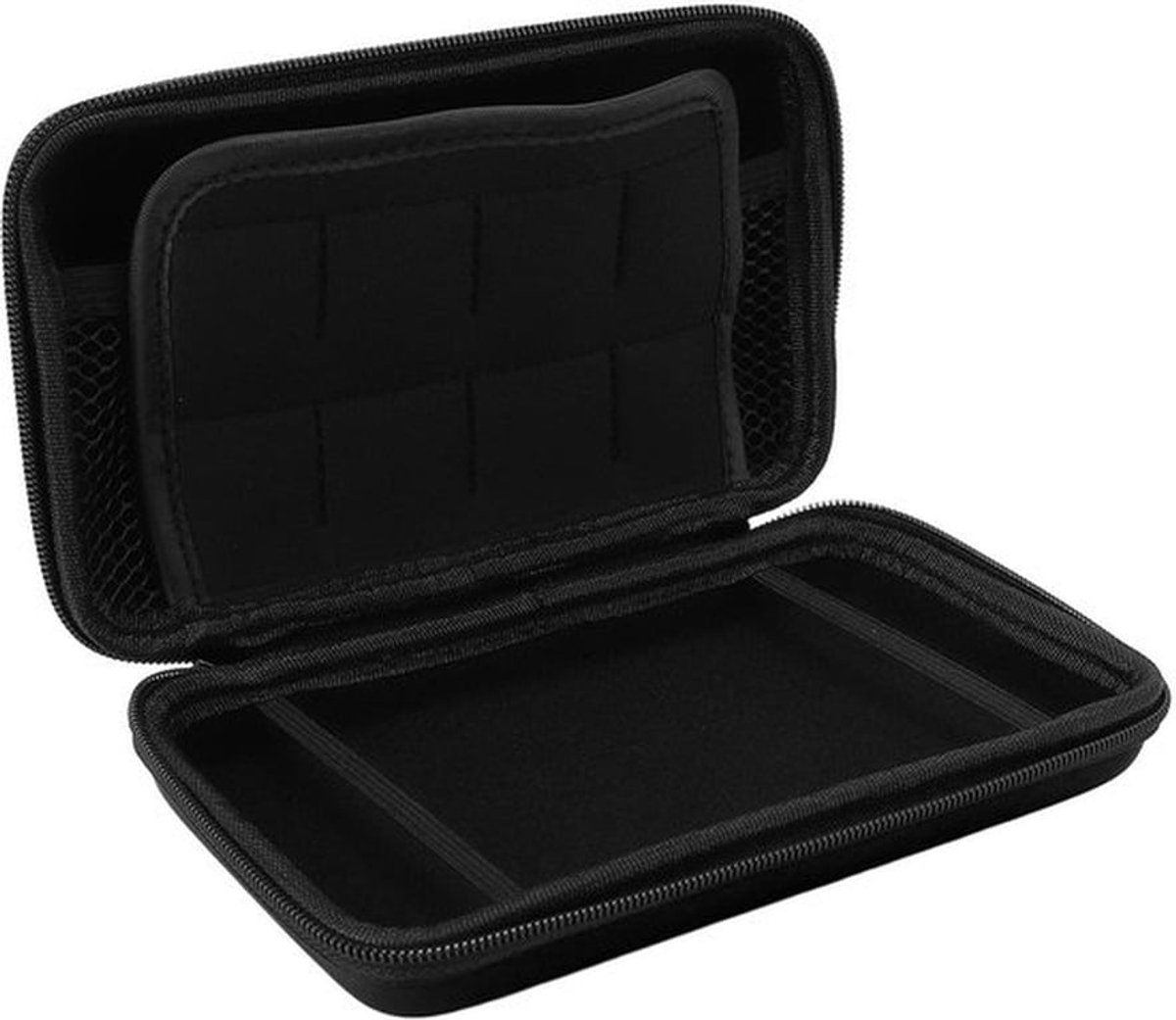 Draagtas voor spelconsole voor de nieuwe 3DS XL, reisbeschermhoes met harde schaal en binnenvak met 8 spelvakken (ZWART)