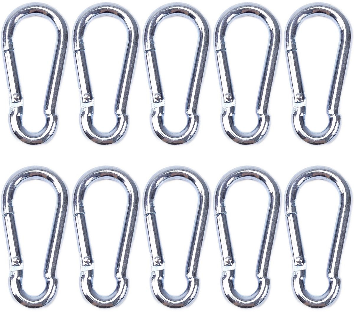 BCF-Products - Karabijnhaak - 7x70mm - 10 stuks - Verzinkt staal - Musketonhaak - Carabiner