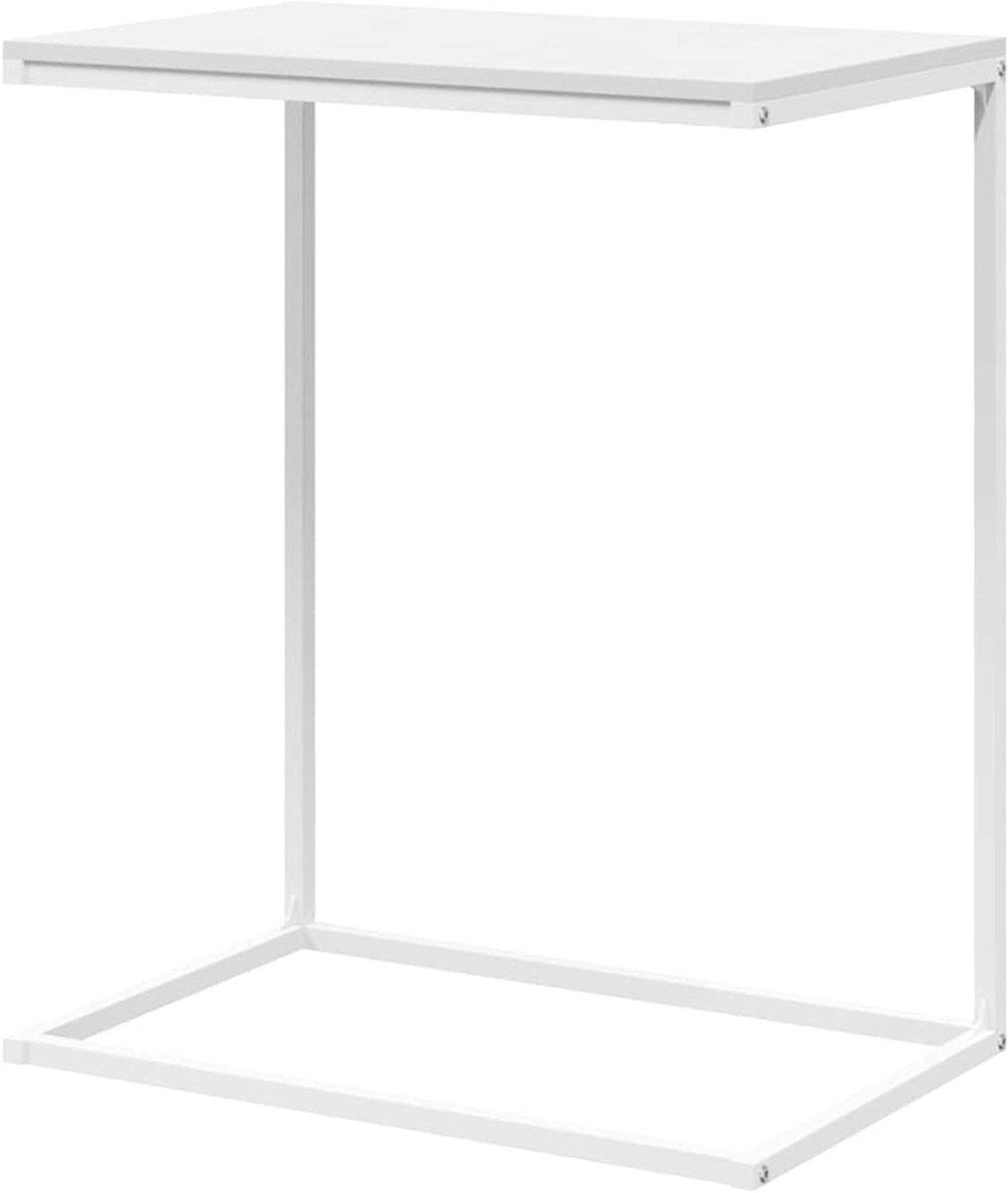 Bijzettafel C-vorm - Koffietafel Salontafel - Woonkamer Decoratie - Robuust Metaal Frame - 55 x 35 x 66 cm - Wit