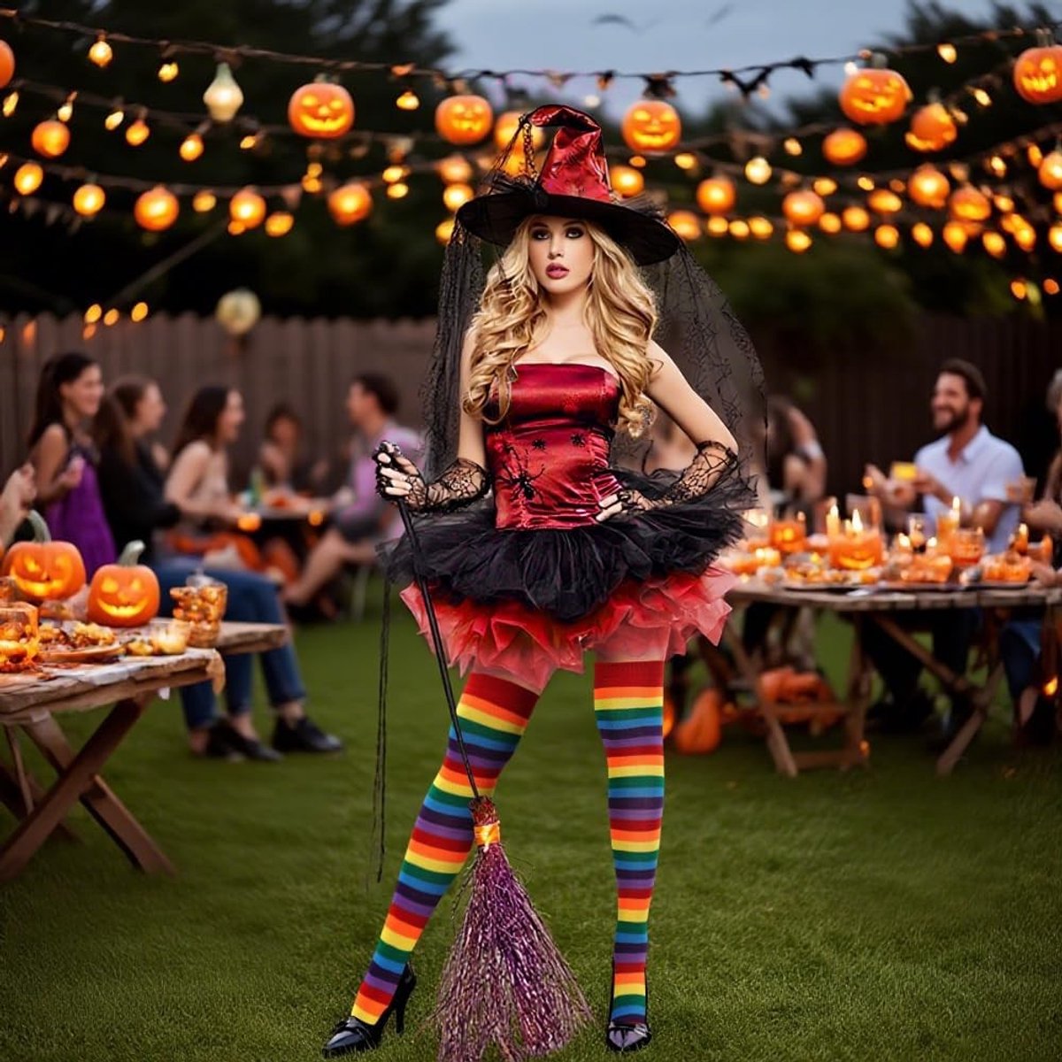 Dunne Gestreepte Dameskniekousen - Extra Lange Thigh High Kousen voor Casual Gebruik, Cosplay en Feestjes