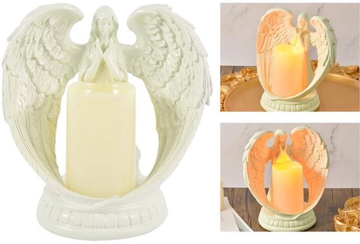 Elegant engelenstandbeeld van duurzaam hars met biddende engel, perfect als sfeervolle woondecoratie voor feest, bruiloft en kantoorruimte