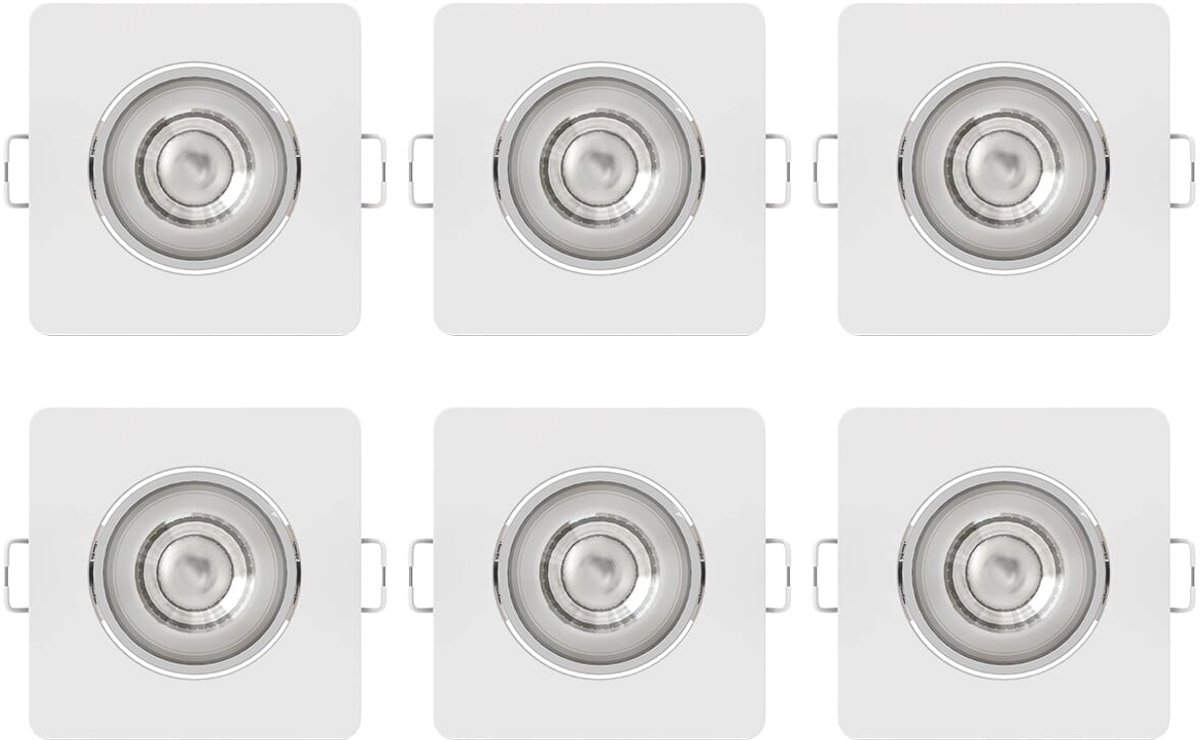Modee LED Inbouwspot Vierkant - 4.8W 420 Lumen - 4000K Neutraal Wit - IP20 - Wit - 6 stuks