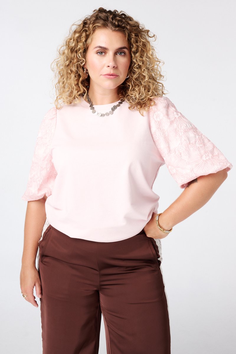 MS Mode Top Top met jacquard mouwen