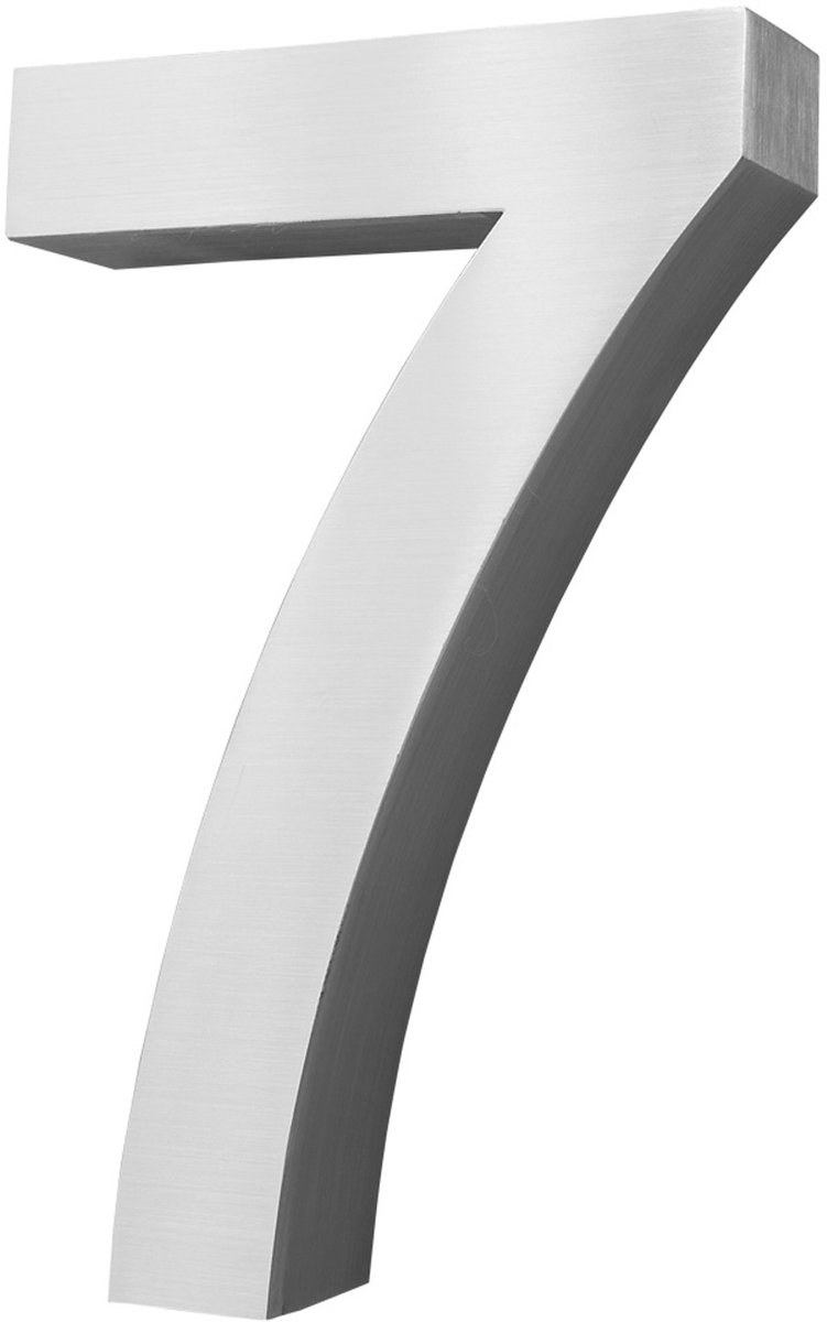 Roestvrijstalen huisnummer – 20 cm groot – Huisnummer 7 – Geborsteld 3D Arial-lettertype – V2Aox
