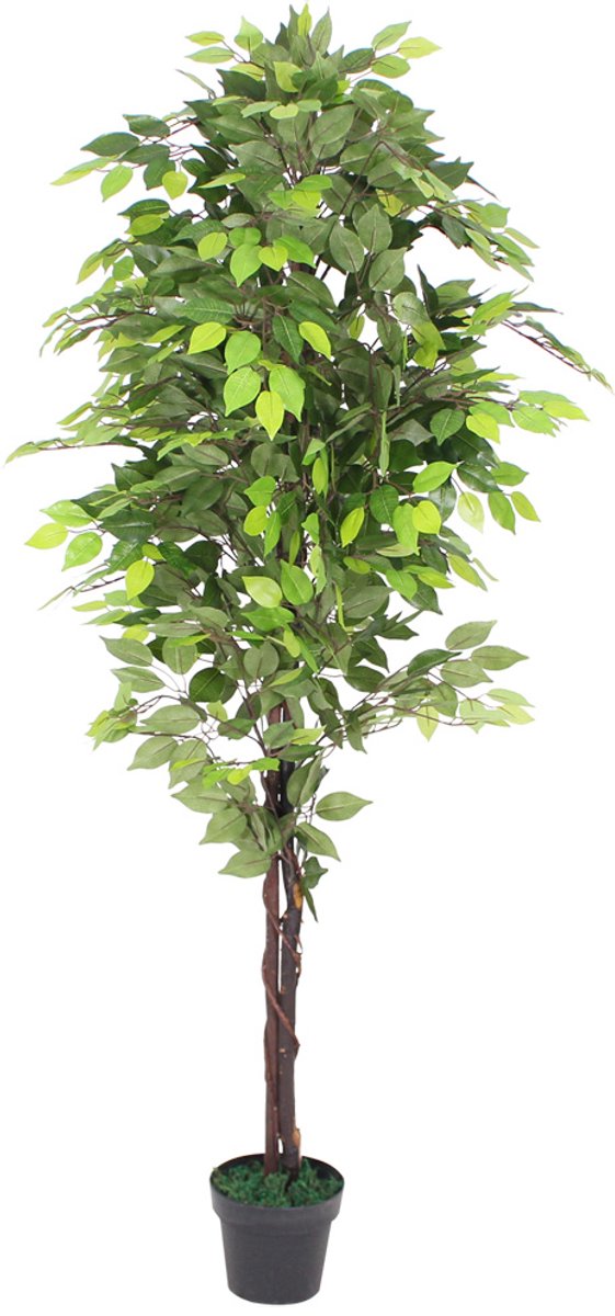 Kunstmatige ficus, Benjamin Ficus, kunstplant in pot, kamerplant met echt hout, 180 cm, realistische decoratie, interieurdecoratie, 180 cm, Decovego