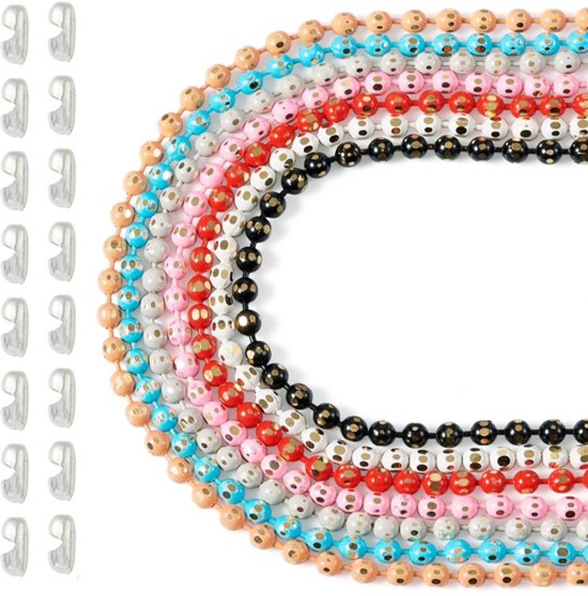 14 Yards Messing Facetkettingen 1.5mm Kleurrijke Bal Kralen Ketting Met Bal Ketting Connectoren Voor DIY Vrouwen Kettingen Sieraden Maak Kits Knutselbenodigdheden