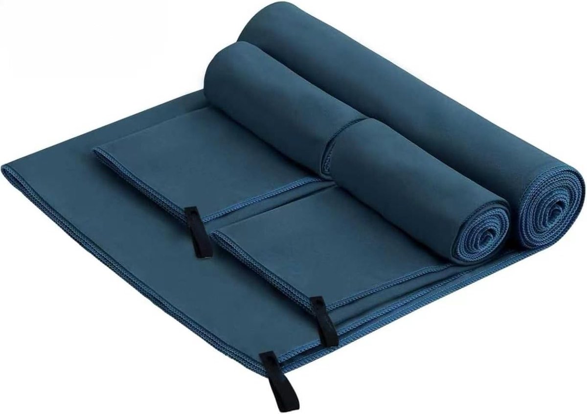 Set van 3 sneldrogende microvezel handdoeken, grote en kleine handdoeken voor sport, reizen, camping en yoga, super absorberend en zacht
