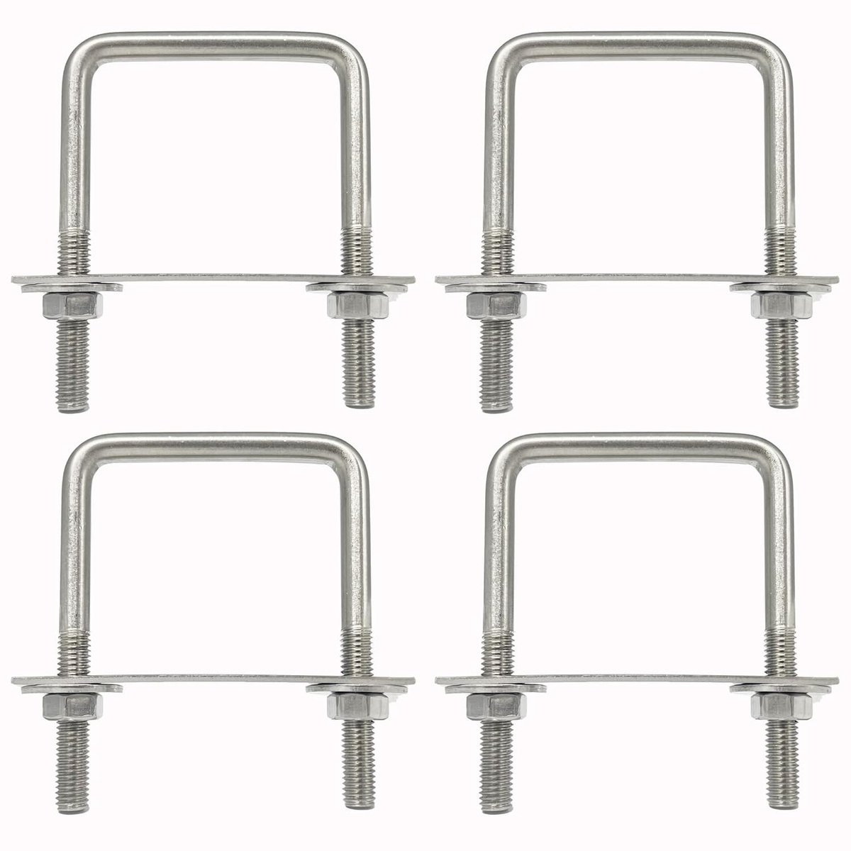 U-bouten en U-beugels 60mm x 90mm - 4 stuks M8, RVS U-bouten met moer en ring, Bevestigingsmateriaal voor buisbevestiging en autotrekkers