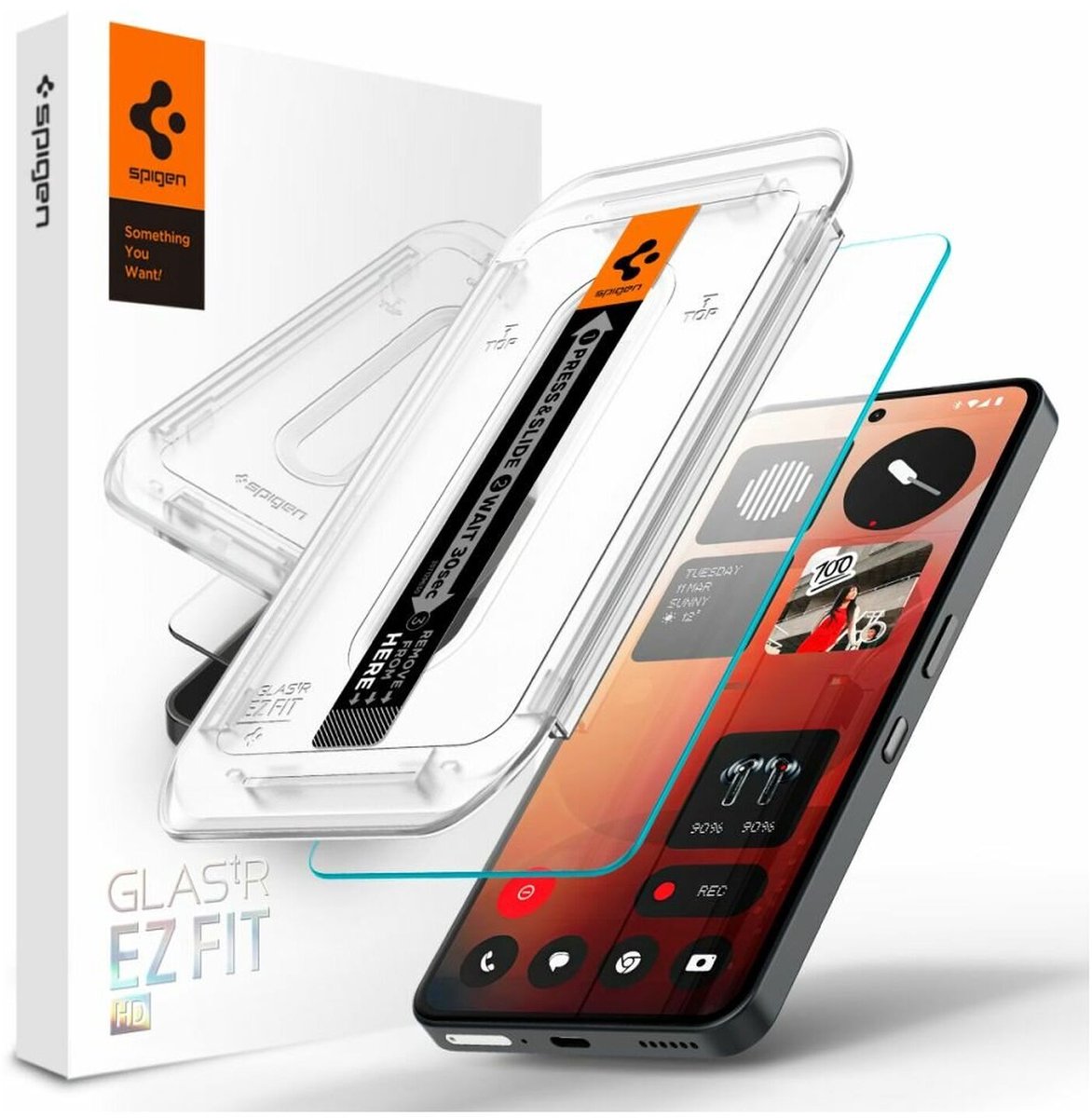Spigen Screen Protector Geschikt voor Nothing Phone (3) - EZ Fit GLAS.tR - 9H Tempered Glass - Case Friendly - Gemakkelijke Installatie - 1-Pack
