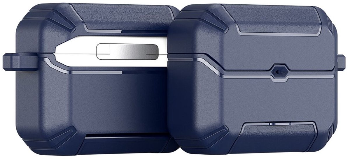 Dux Ducis Hoesje Geschikt voor AirPods Pro 3 (2025) | PECS Series | Beschermhoes met Standaard en Haak | Schokbestendige Case | Volledige Bescherming | Blauw