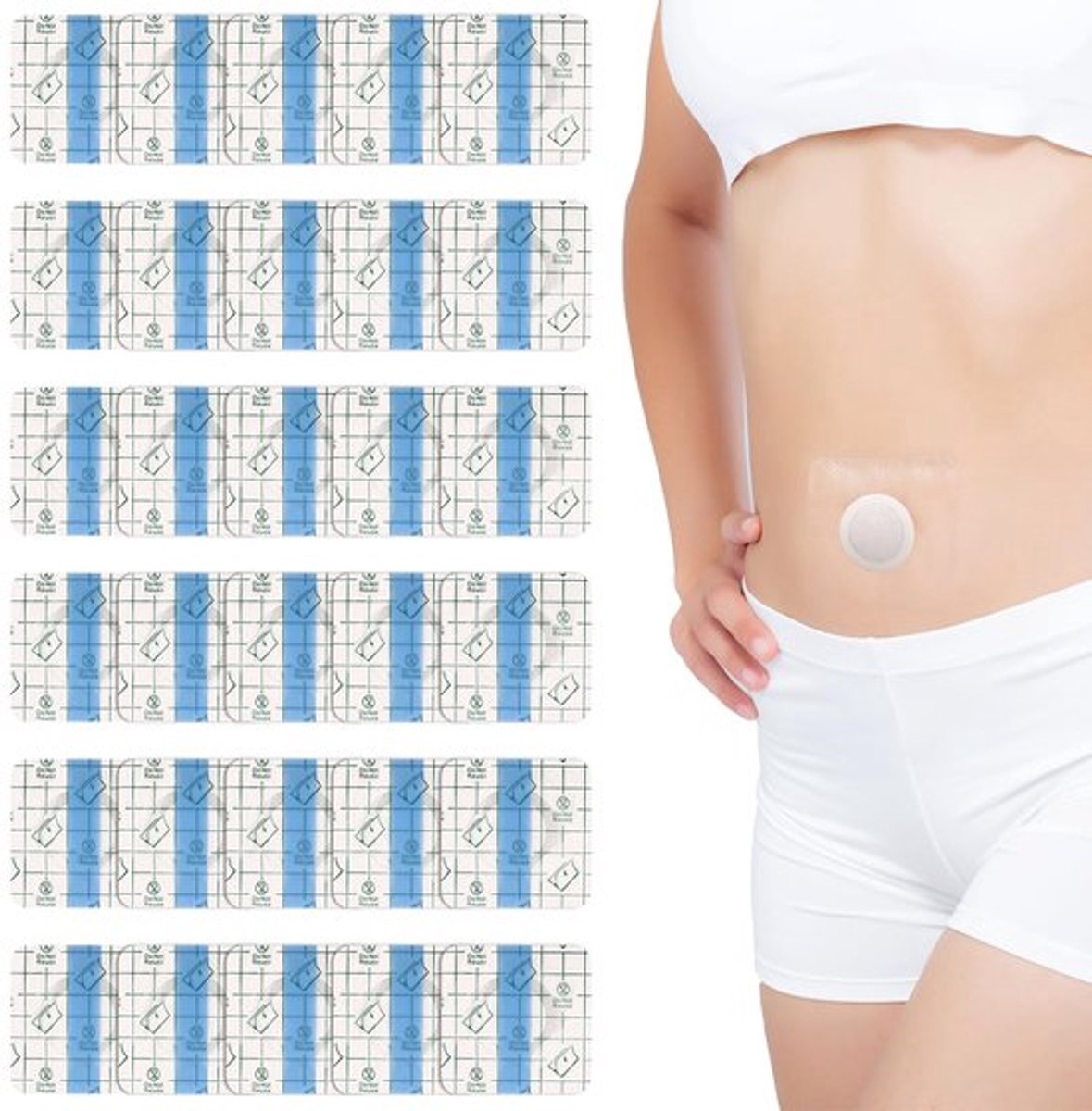30 stuks ricinusoliepleister voor navel, wegwerpgaas met ricinusolie voor de buik, zelfklevend, waterdicht en zeer absorberend, biologisch katoenen kompres (olie niet inbegrepen)
