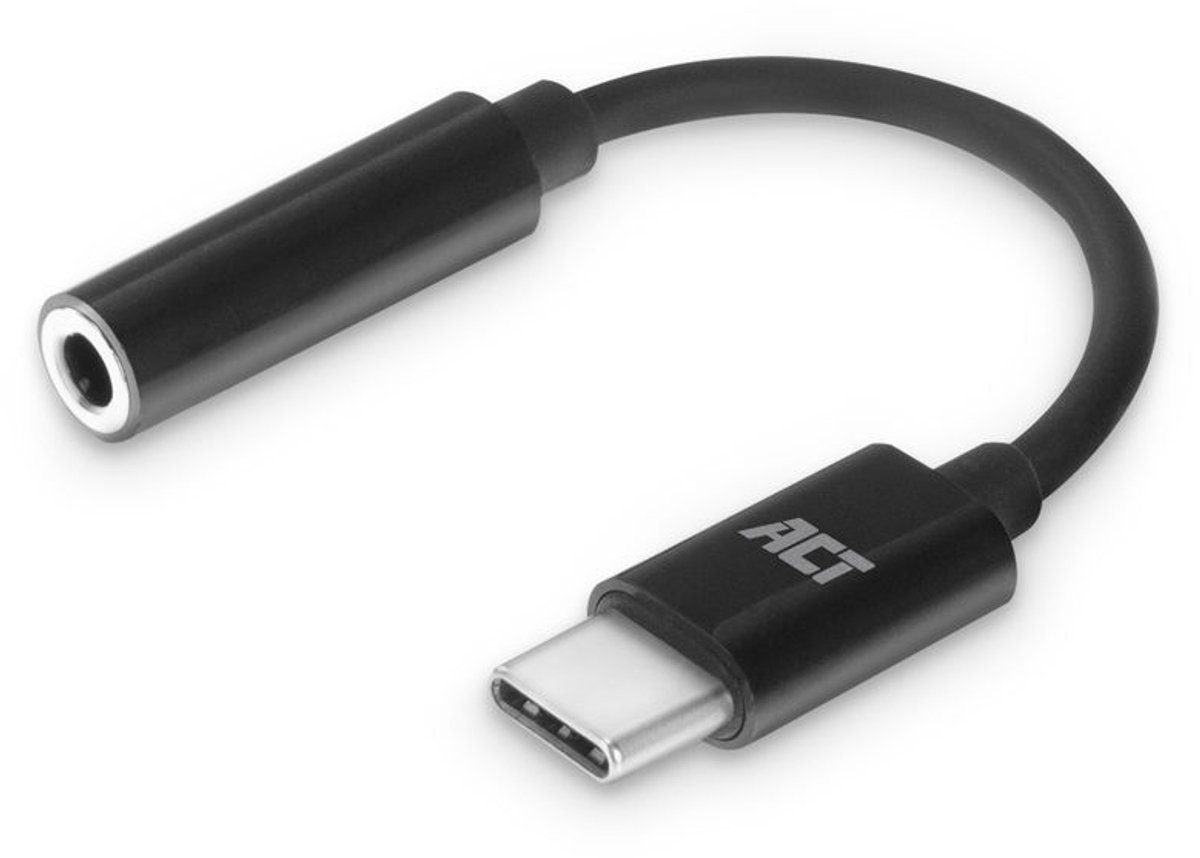 ACT AC7380 USB-C Jack Audio Adapter | 3.5mm | DAC | Hi-Res Audio | Zwart