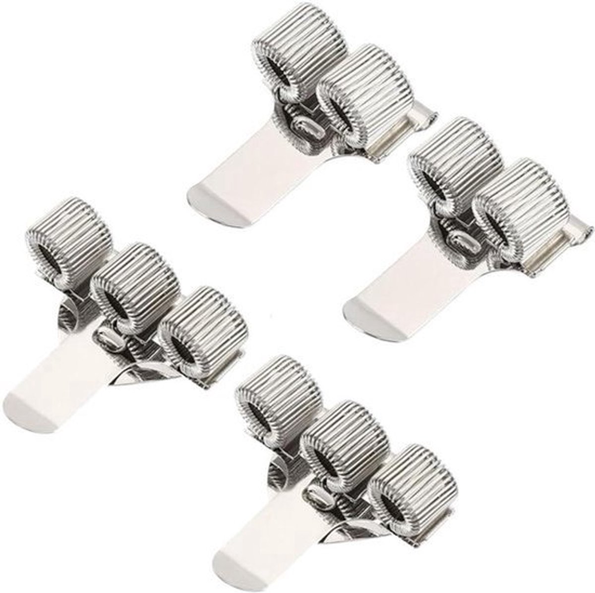 Pennenhouders van metaal - Zilveren penhouder inclusief 2 pennenklemmen en 2 penclips met opklapbare pennenhouders