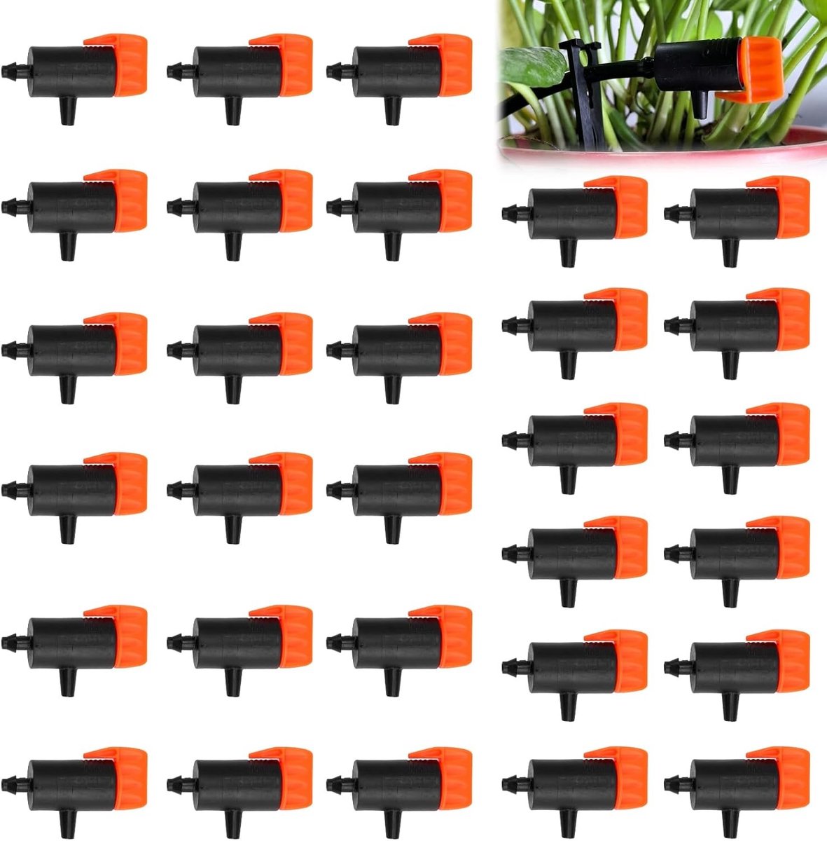 SnelShoppen - 30 Stuks Micro Druppelsysteem, DruppelEmitter, Irrigatie voor Tuin, Vetplanten, Verstelbare EindDruppelaar voor 4 mm/7 mm Slang, Waterbe