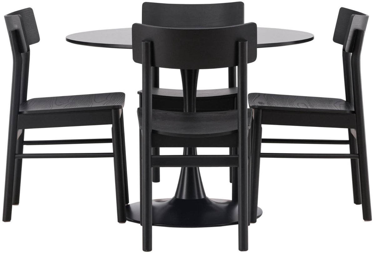 Glade eethoek eettafel zwart 4 stoelen zwart.