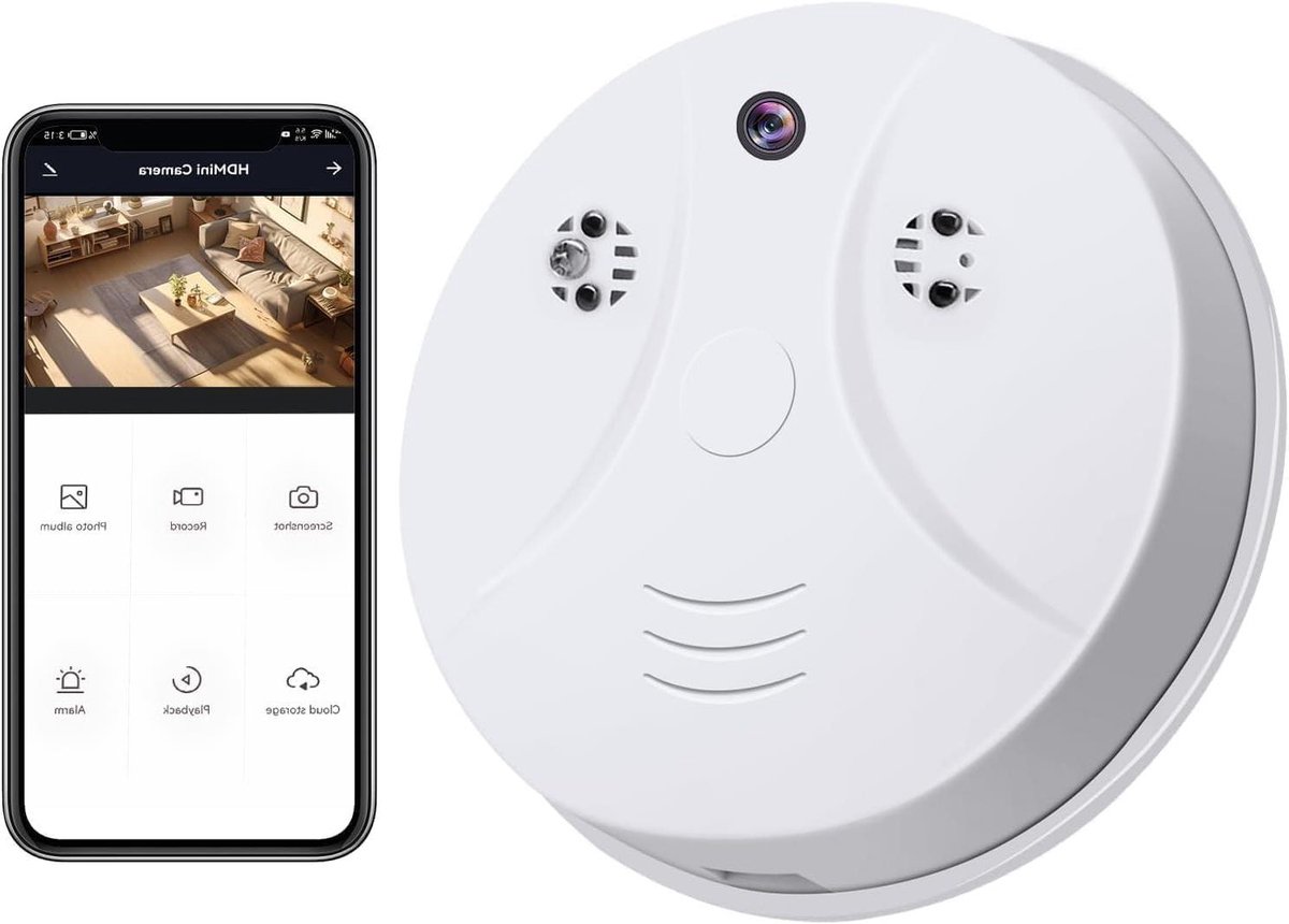 Verborgen Camera - Mini Spycam - Huis Beveiligen - Rookmelder Vorm - 1080p HD - Wit