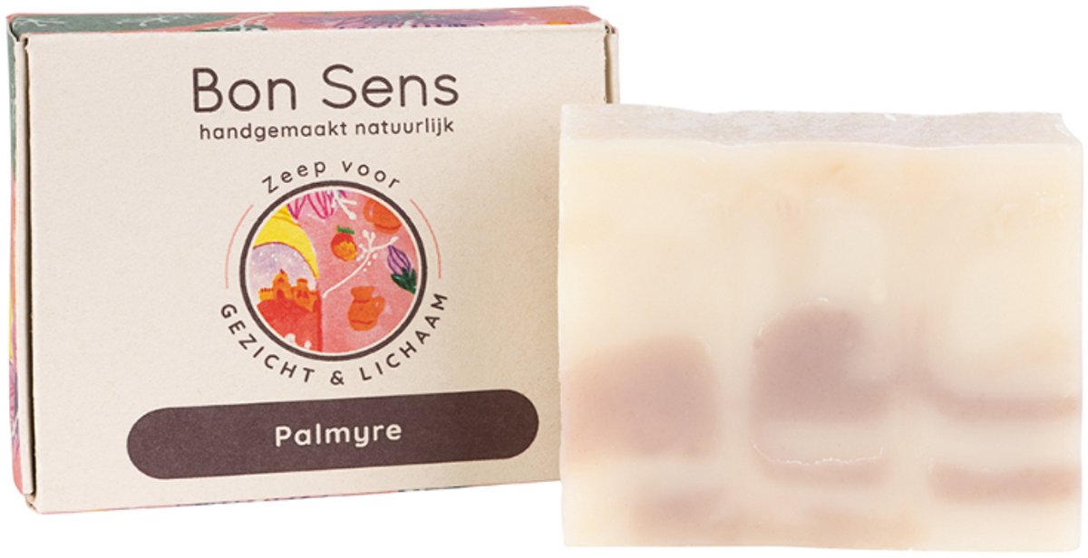 Le Bon Sens Palmyre Zeep 110 gram - vegan, handgemaakt, plasticvrij, biologisch afbreekbaar, voor alle huidtypes, zonder parabenen, SLS, minerale oliën