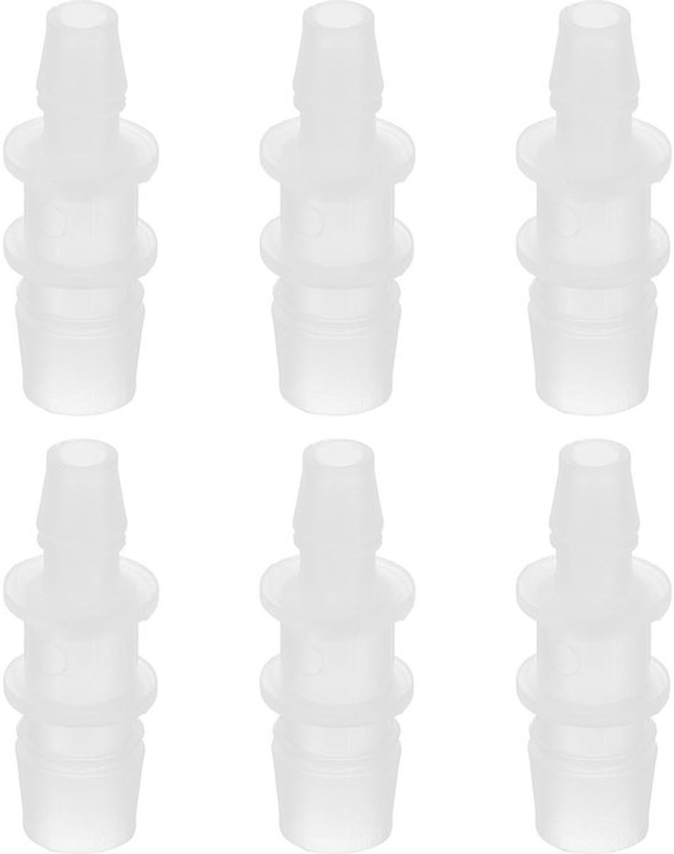 Hose Barb Reducer, 6 stuks 1/2 inch naar 5/16 inch Slang ID Connectoren Joint Plastic Pipe Fitting Splitter Mender Union Adapter voor Lucht Water Brandstof Gas Aquarium, Wit