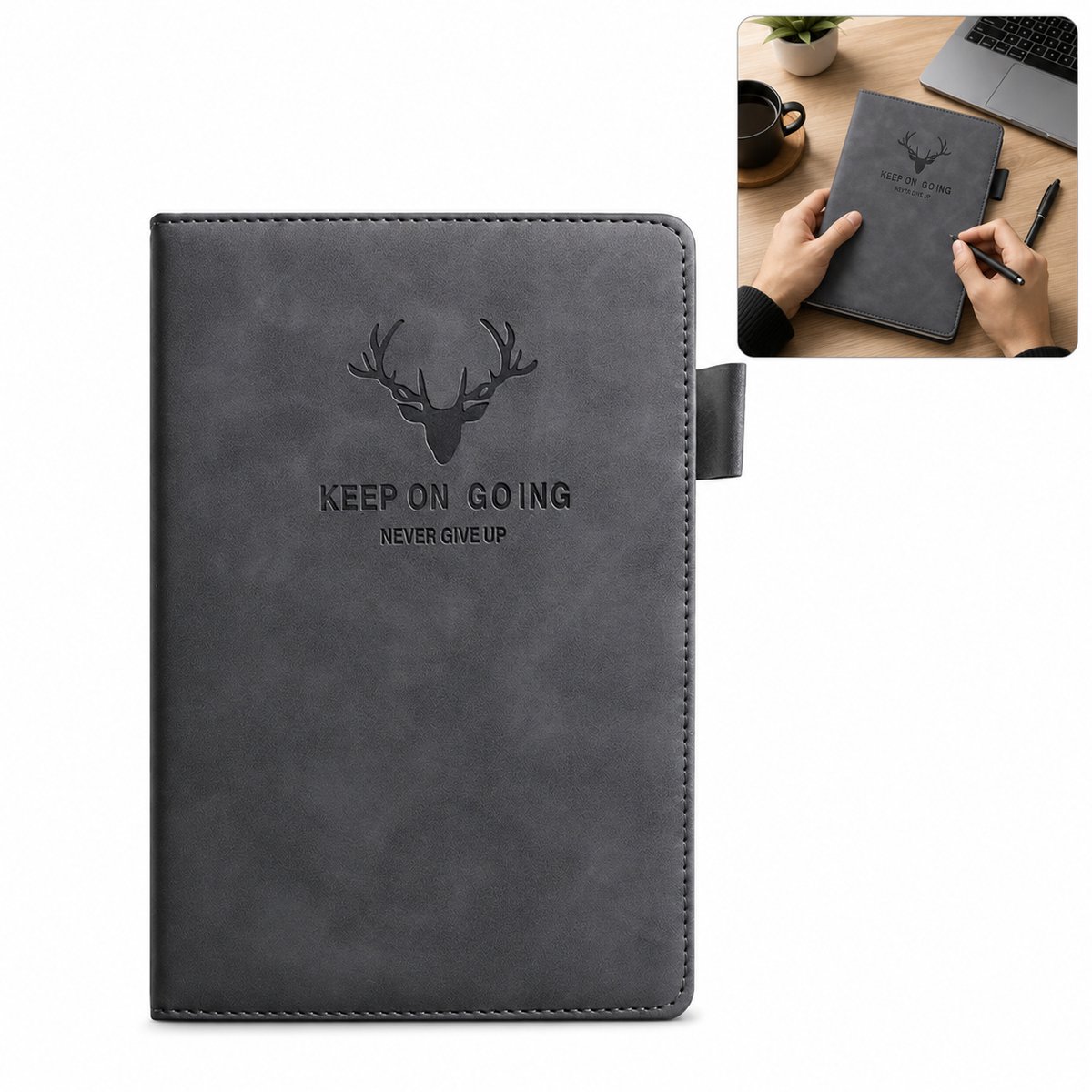 Klassiek Gelinieerd A5 Notitieboek met Hardcover - Luxe Dagboek en Zakelijk Notitieblok met 360 Pagina's Dik Papier - Premium Kunstleder - Grijs