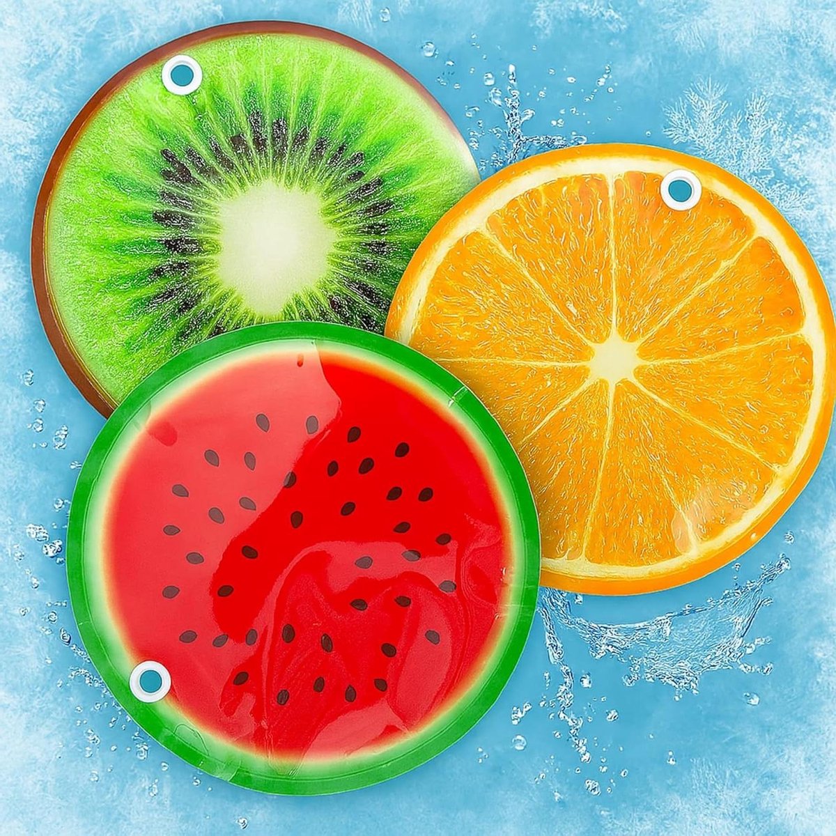 Koelpad Set - Koelaccu Kussen - Zomerse Bijeenkomsten - Fruitprint Design - Ø 16 cm - Multicolor