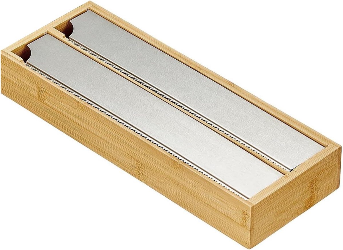 SnelShoppen - Dispenser/Organizer voor Aluminiumfolie en Vershoudfolie met Snijder - Hoogwaardige Fibre - 33x13x5.5 cm - Ideaal voor Keuken, Feest en